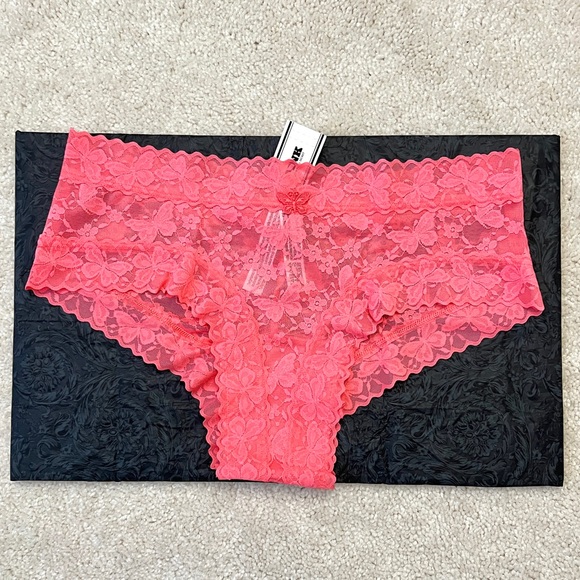 PINK Victoria's Secret Other - NWT Victoria's Secret PINK Wink Coral Floral Lace No Show Cheeky Panties Small